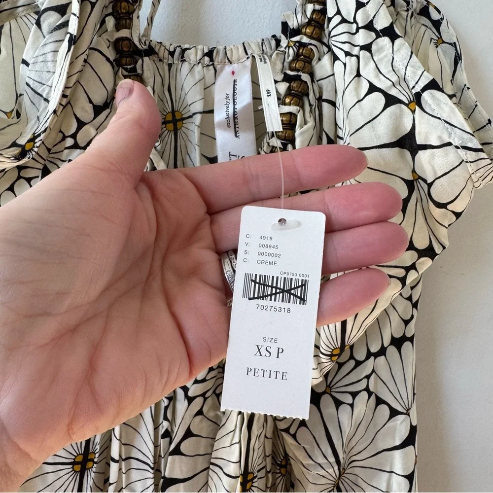 NWT Anthropologie Parrott Paints Kenzie Daisy Beaded Coverup Dress XSP